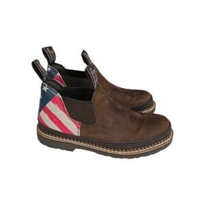 Georgia Boot Mens AMP X-Lite Romeo Work Boots 9M Patriotic Brown Leather USA